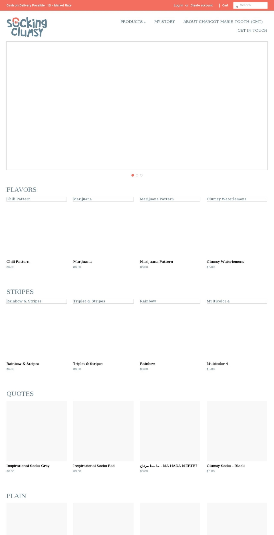 sockingclumsy.com shopify website screenshot