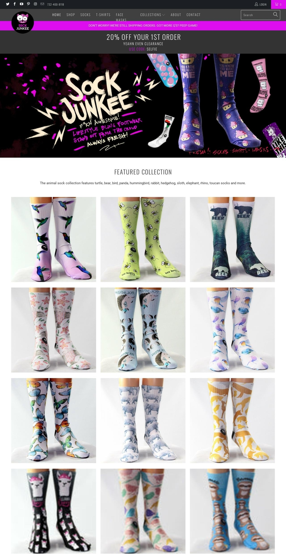 sockjunkee.com shopify website screenshot