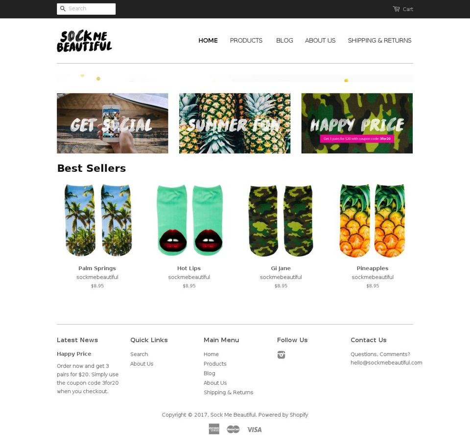 sockmebeautiful.com shopify website screenshot