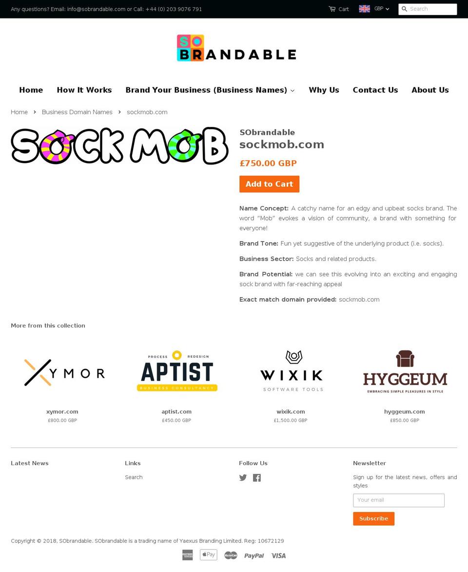 sockmob.com — Shopify storefront screenshot