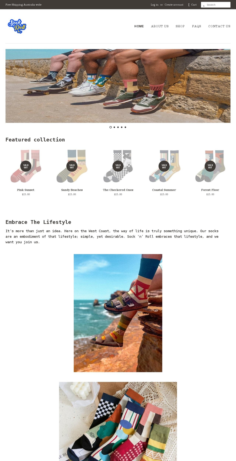 socknroll.shop shopify website screenshot