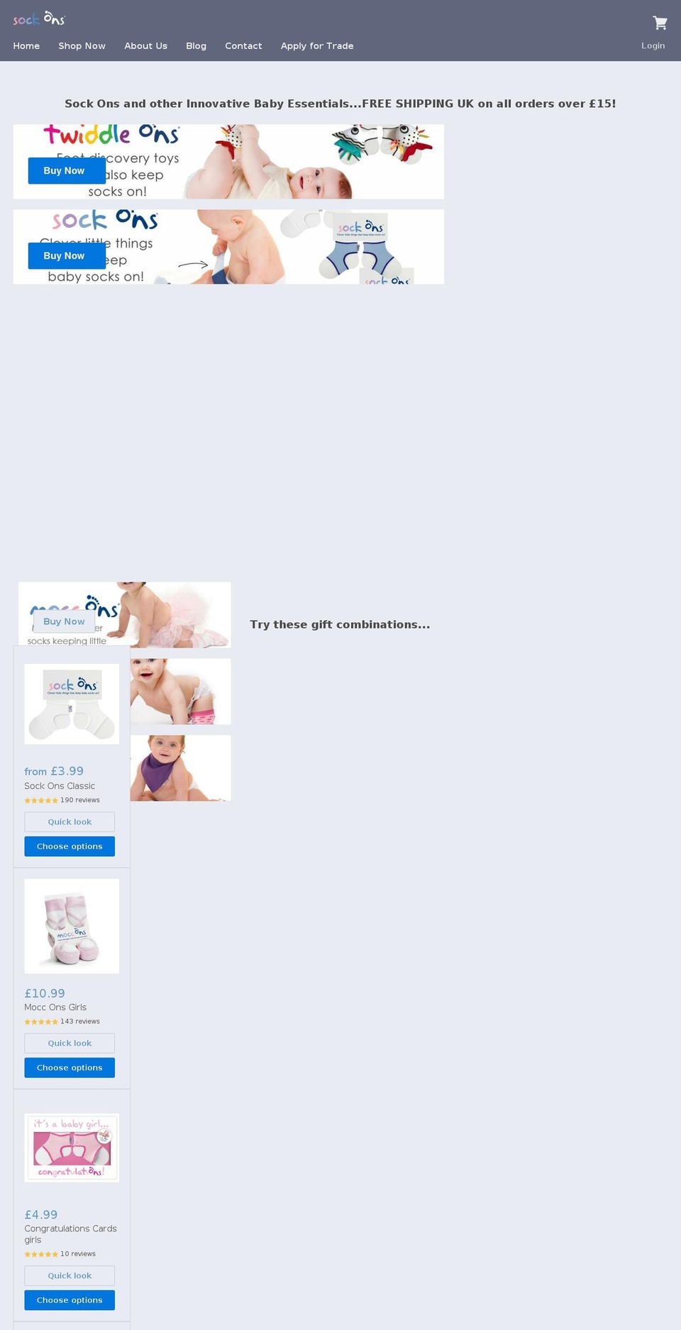 New design May 2018 Shopify theme site example sockons.co.uk