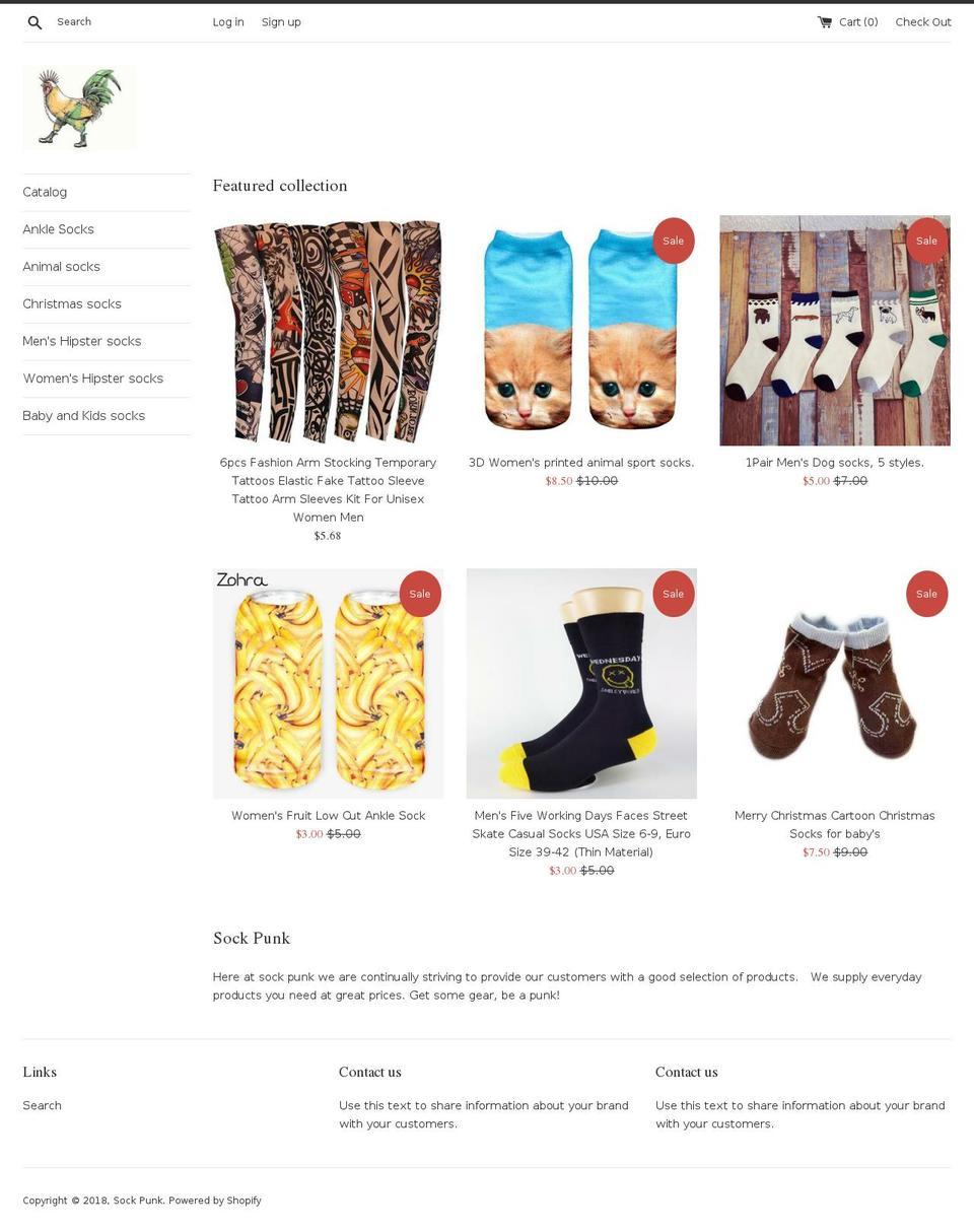 sockpunk.com — Shopify storefront screenshot