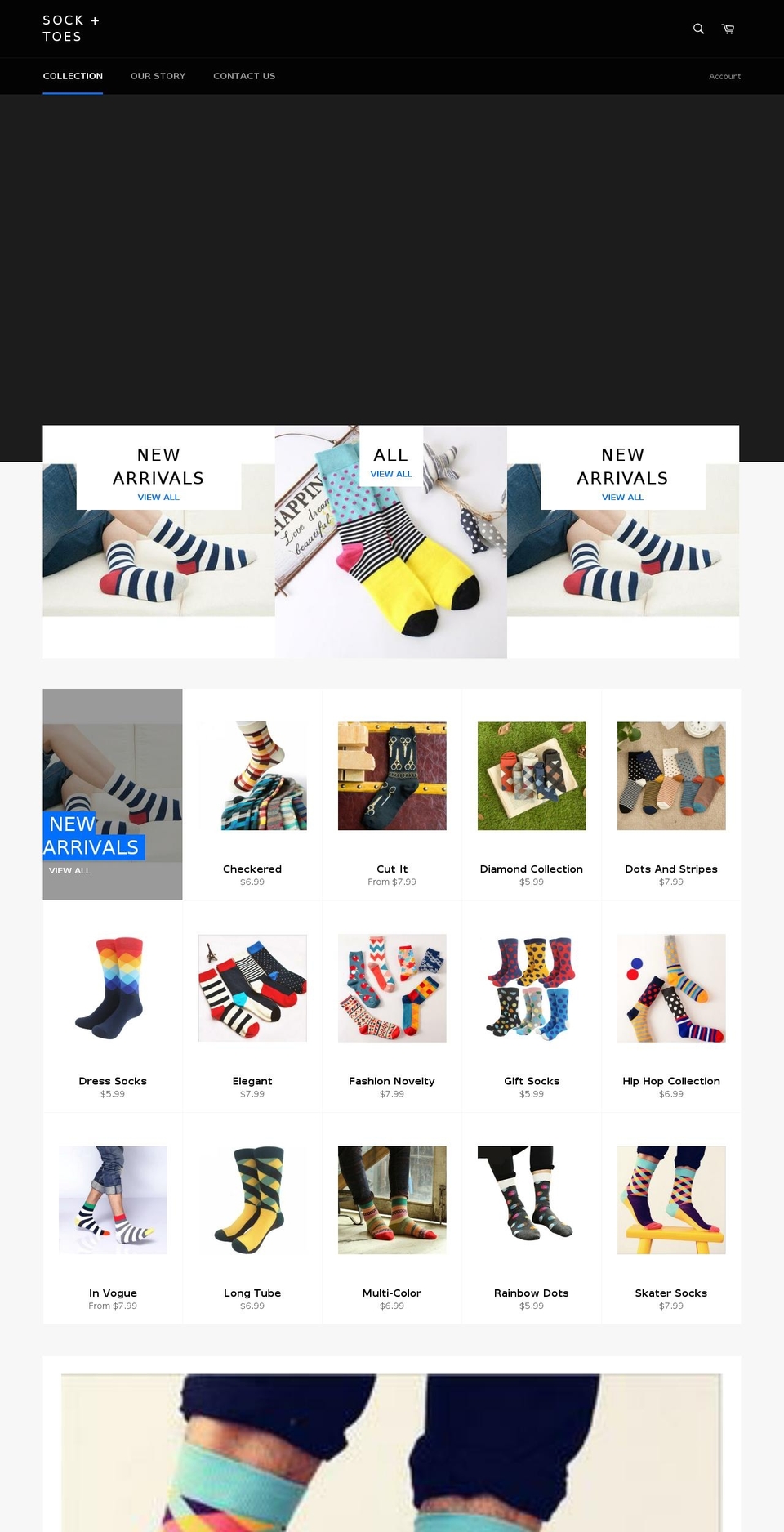 socksandtoes.com shopify website screenshot