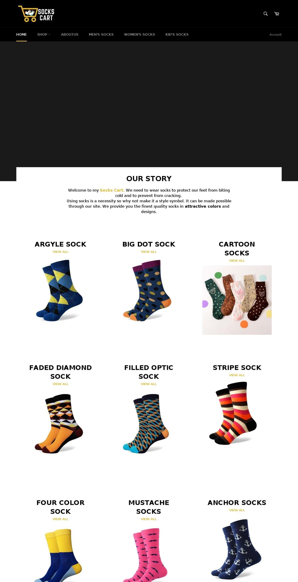 kia_theme_first_Version Shopify theme site example sockscart.com