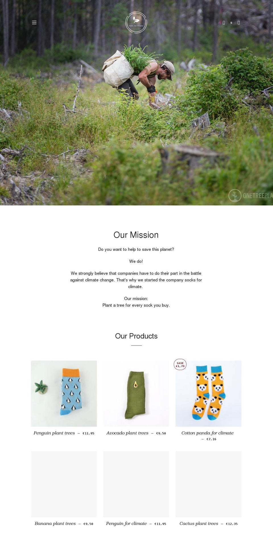 socksforclimate.com shopify website screenshot