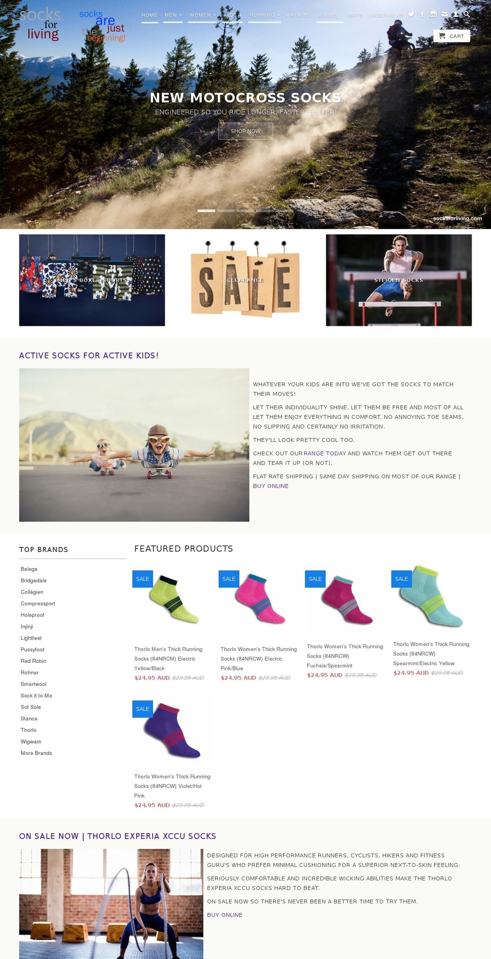 socksforliving.com.au shopify website screenshot