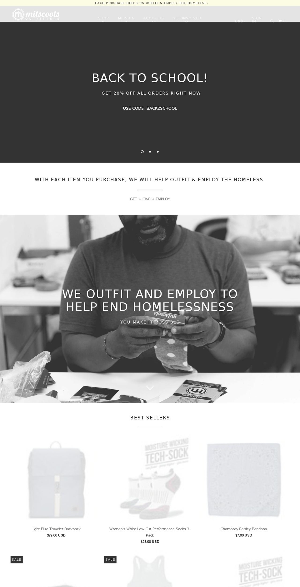 socksforthehomeless.com — Shopify storefront screenshot
