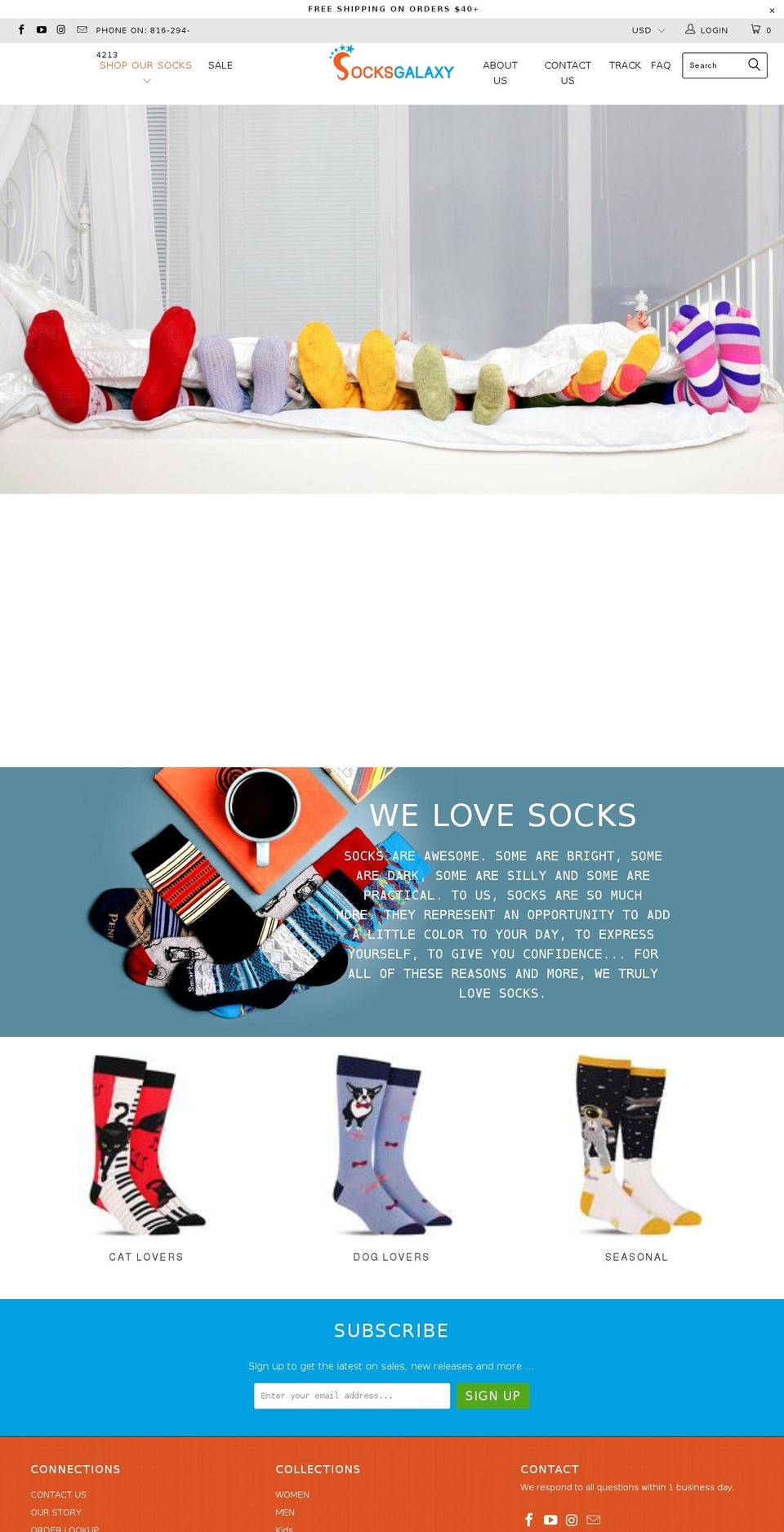 socksgalaxy.com shopify website screenshot