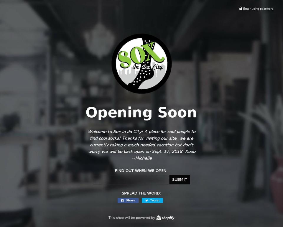 socksindacity.com — Shopify storefront screenshot
