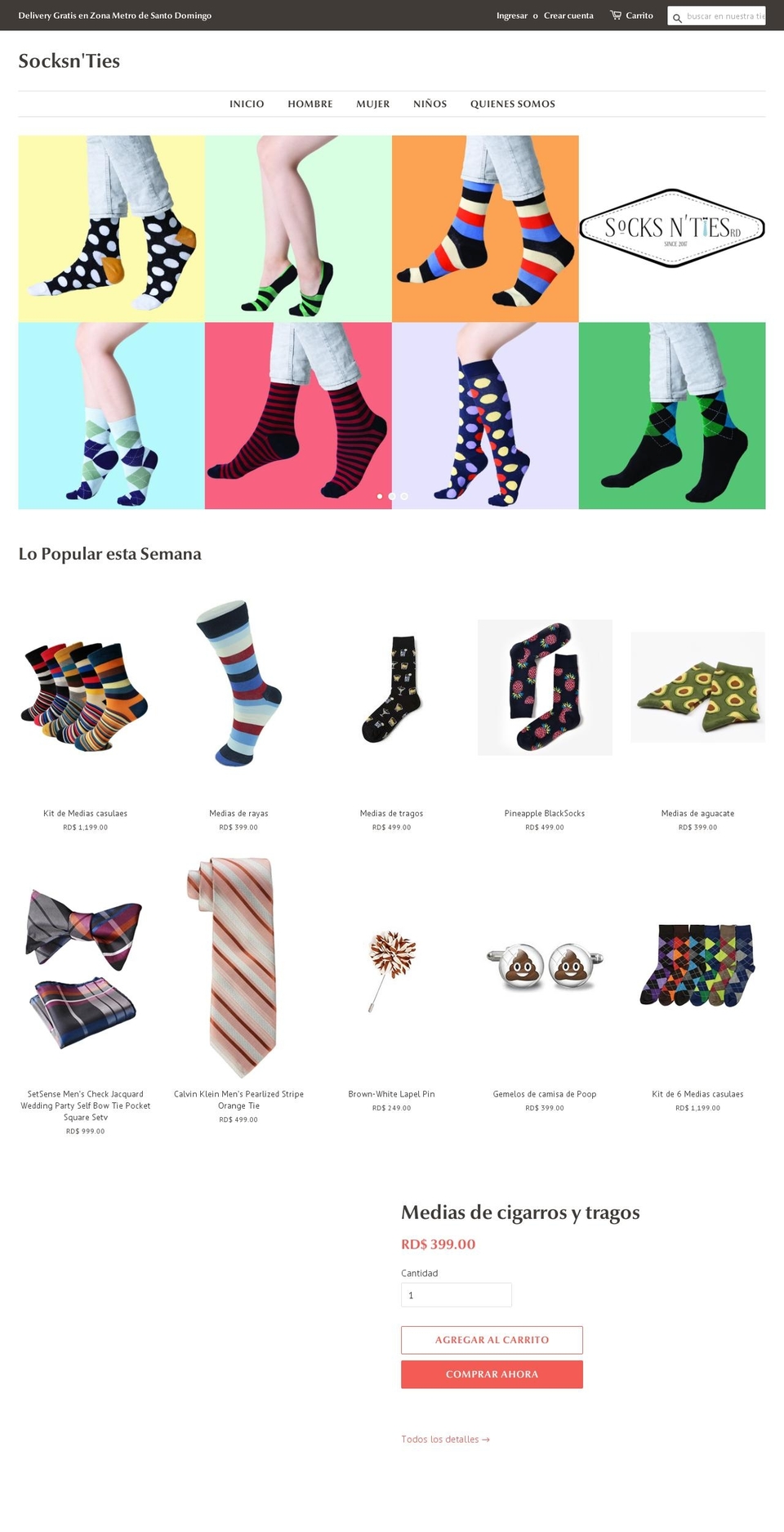 socksnties.net shopify website screenshot