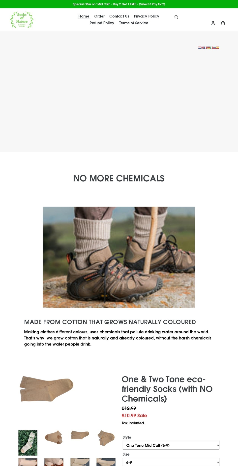 socksofnature.com shopify website screenshot