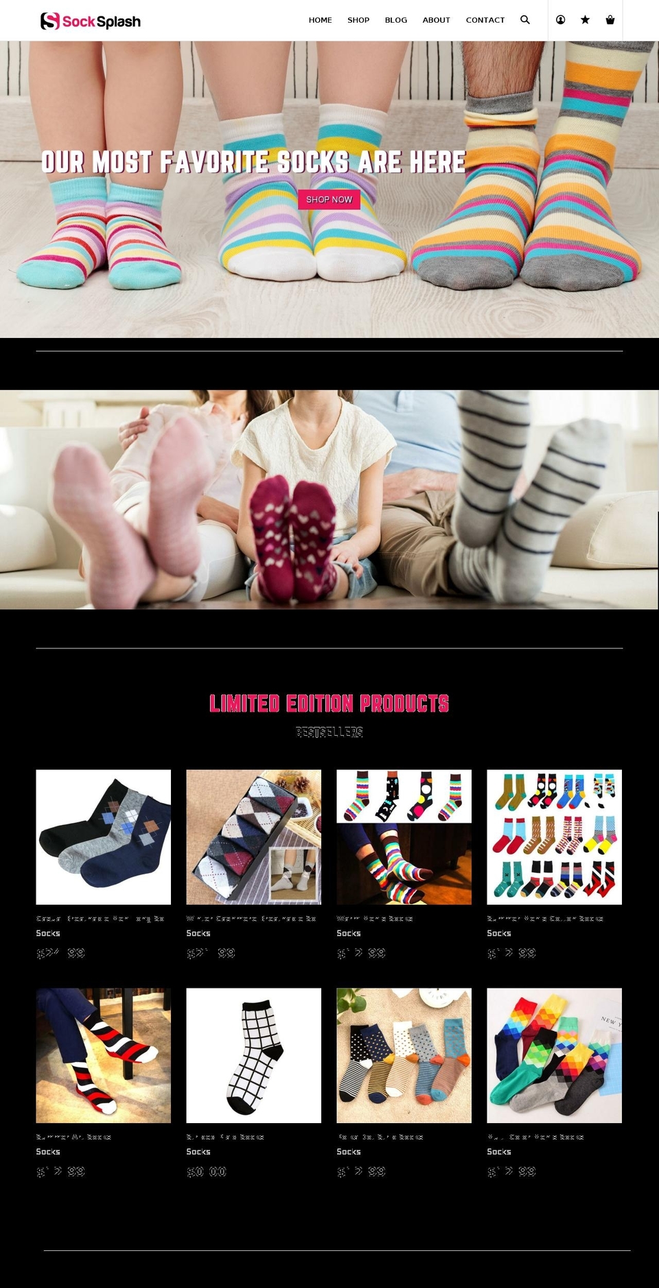 socksplash.com — Shopify storefront screenshot
