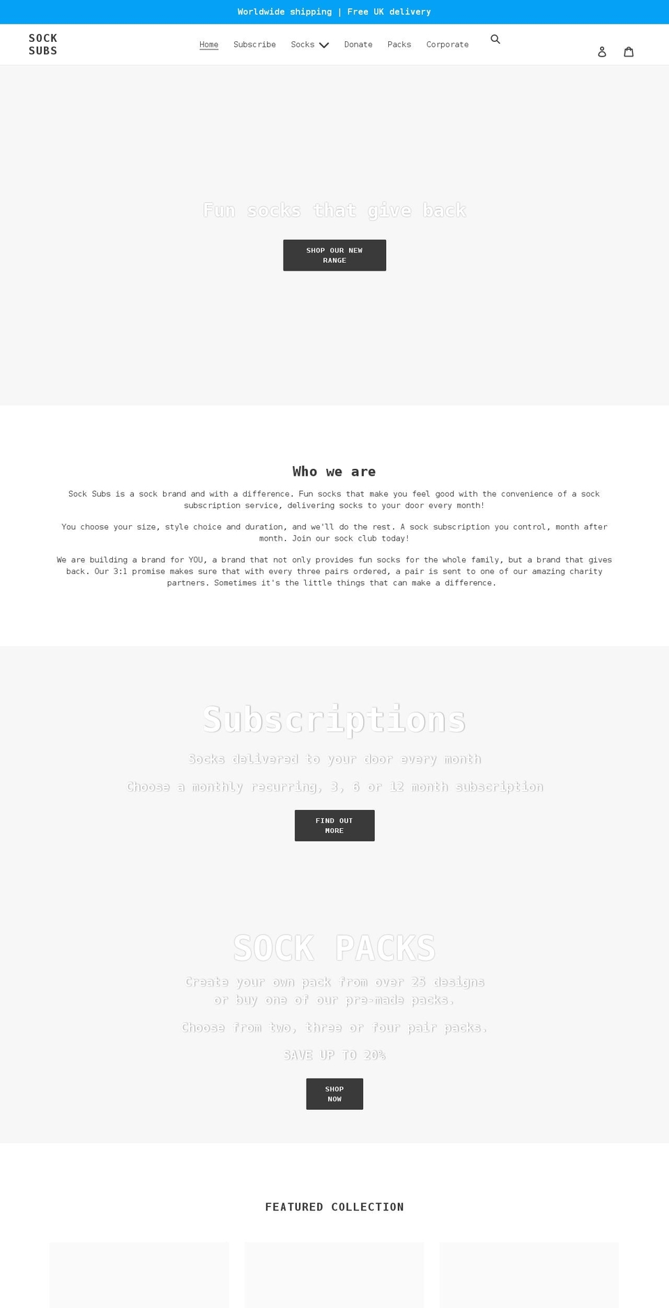 socksubs.com shopify website screenshot