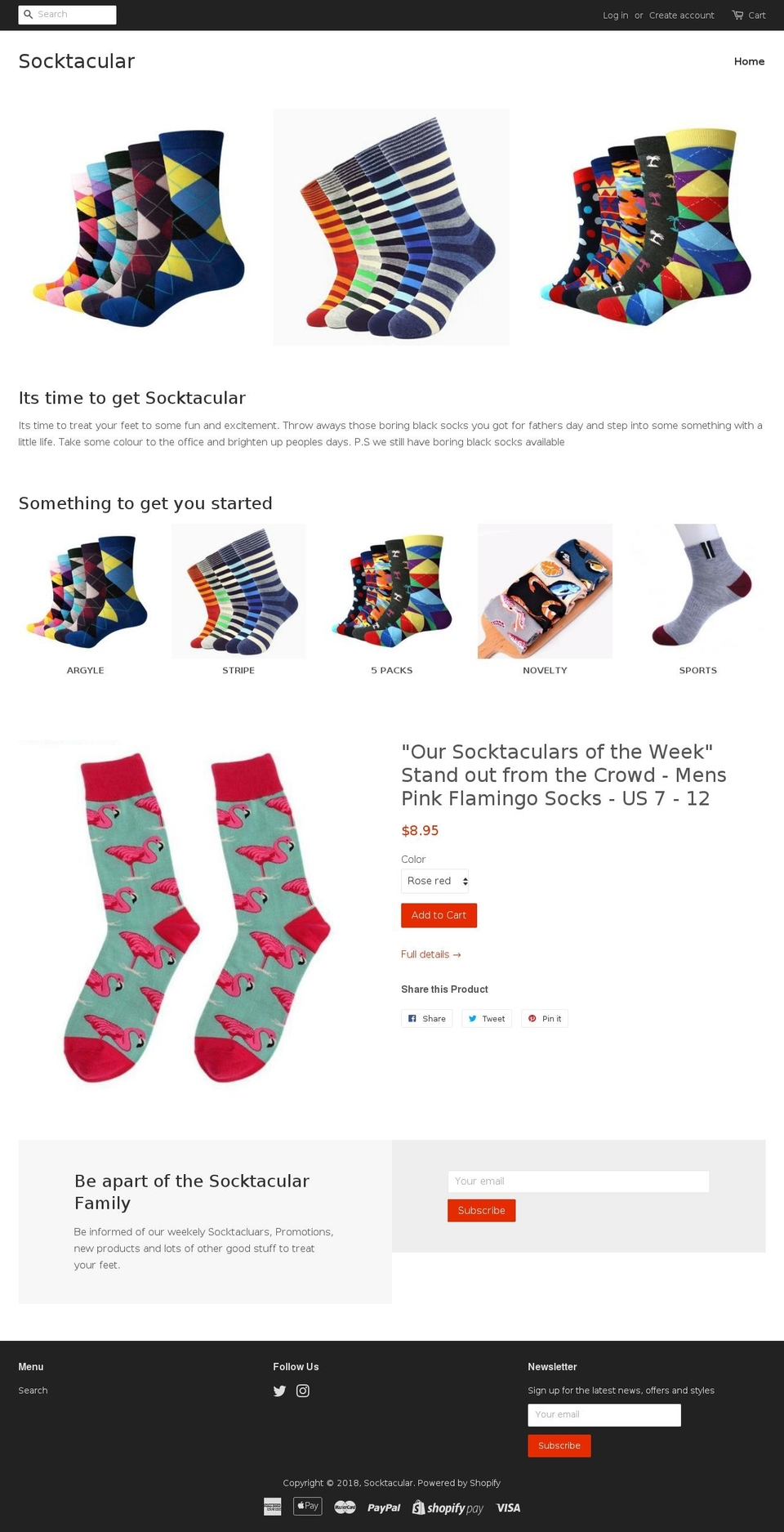 socktacular.com shopify website screenshot