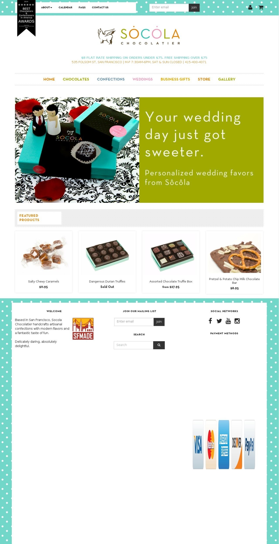 socolachocolatiers.com shopify website screenshot