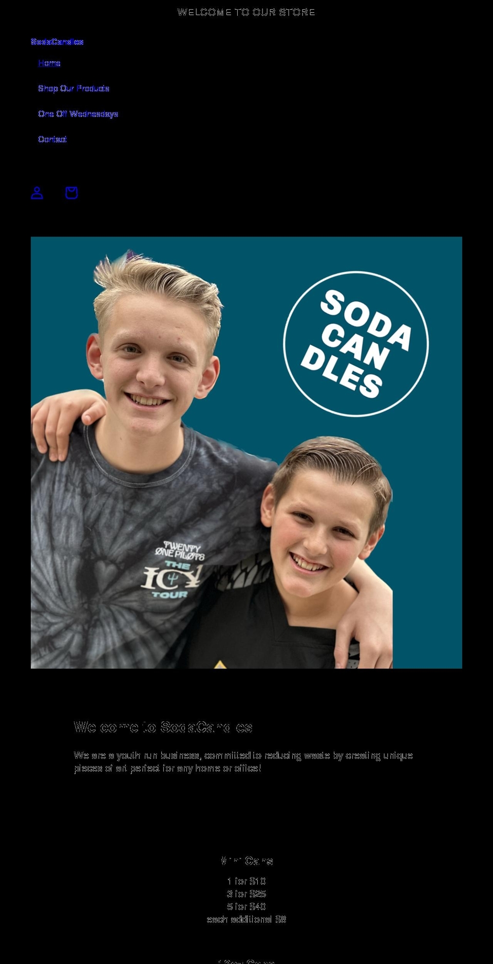 sodacandles.com shopify website screenshot