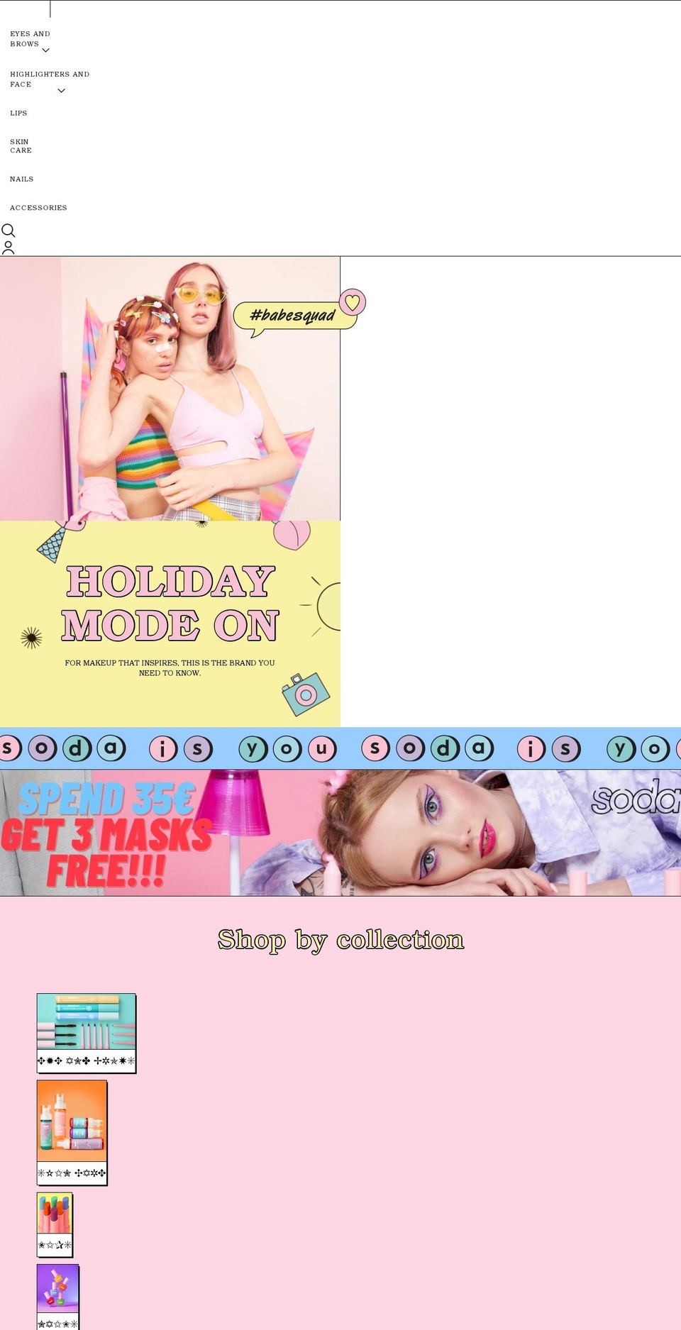 sodamakeup.com shopify website screenshot