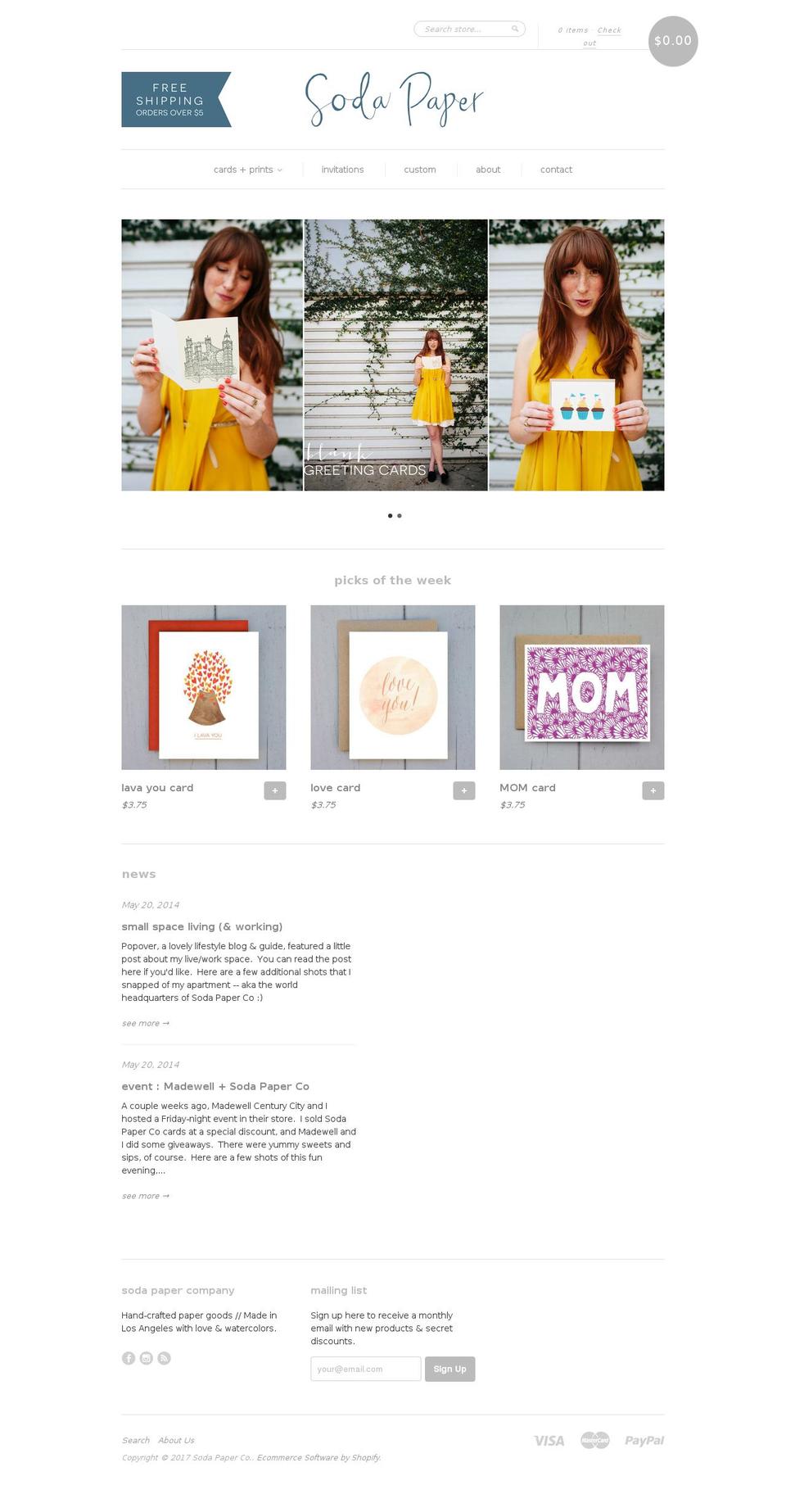 sodapaperco.com shopify website screenshot