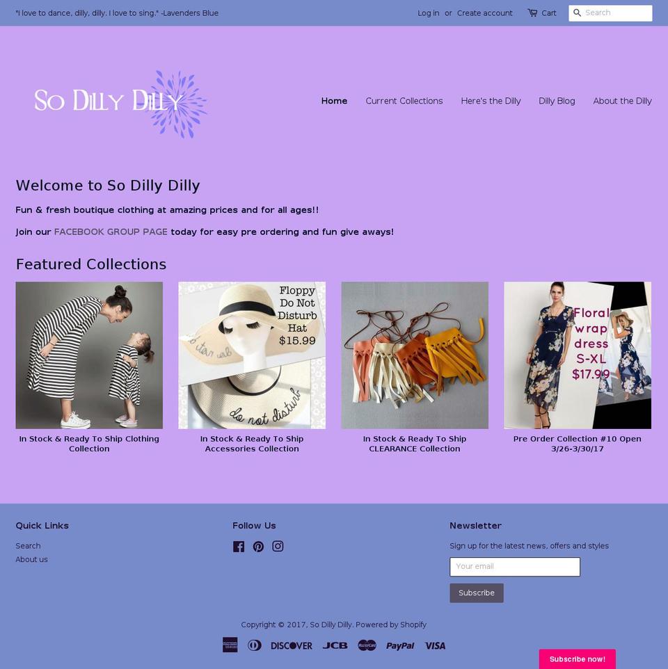 sodillydilly.com shopify website screenshot