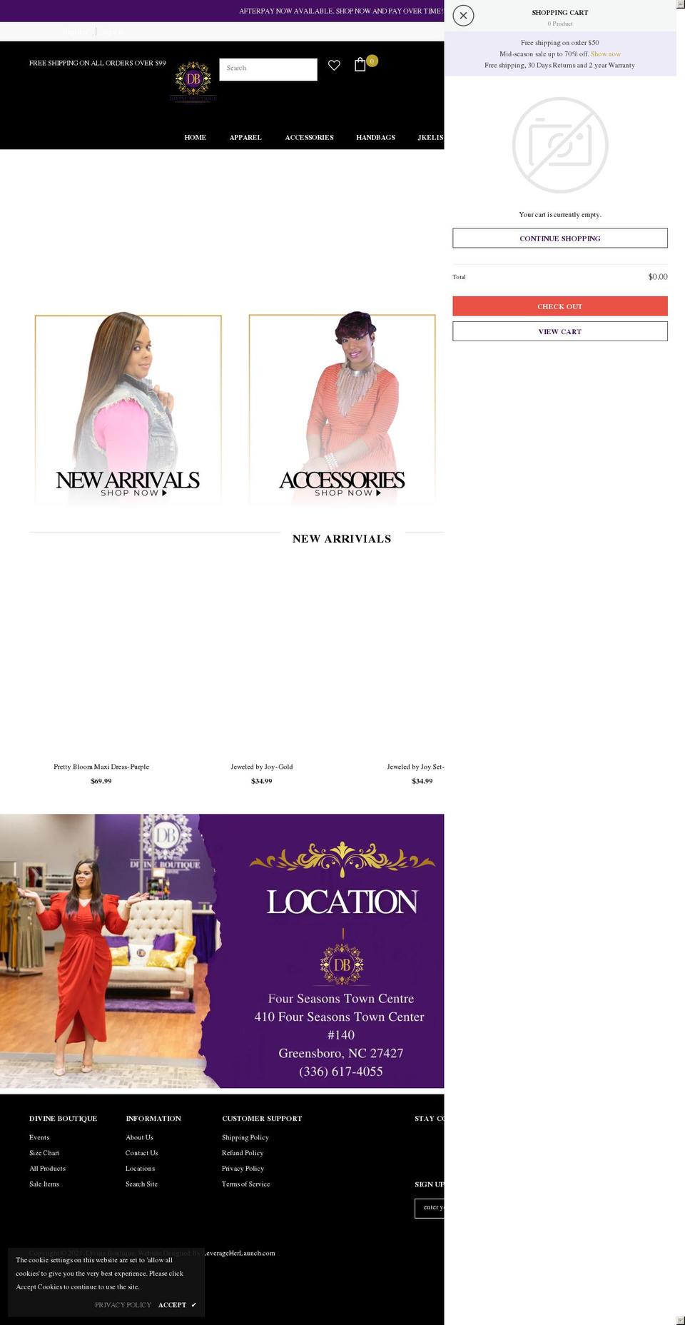 Marlayna Markets with Installments message Shopify theme site example sodivineboutique.com