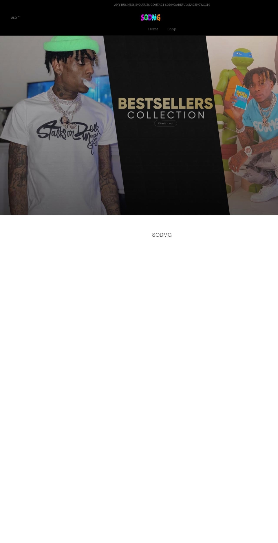 sodmg.shop shopify website screenshot