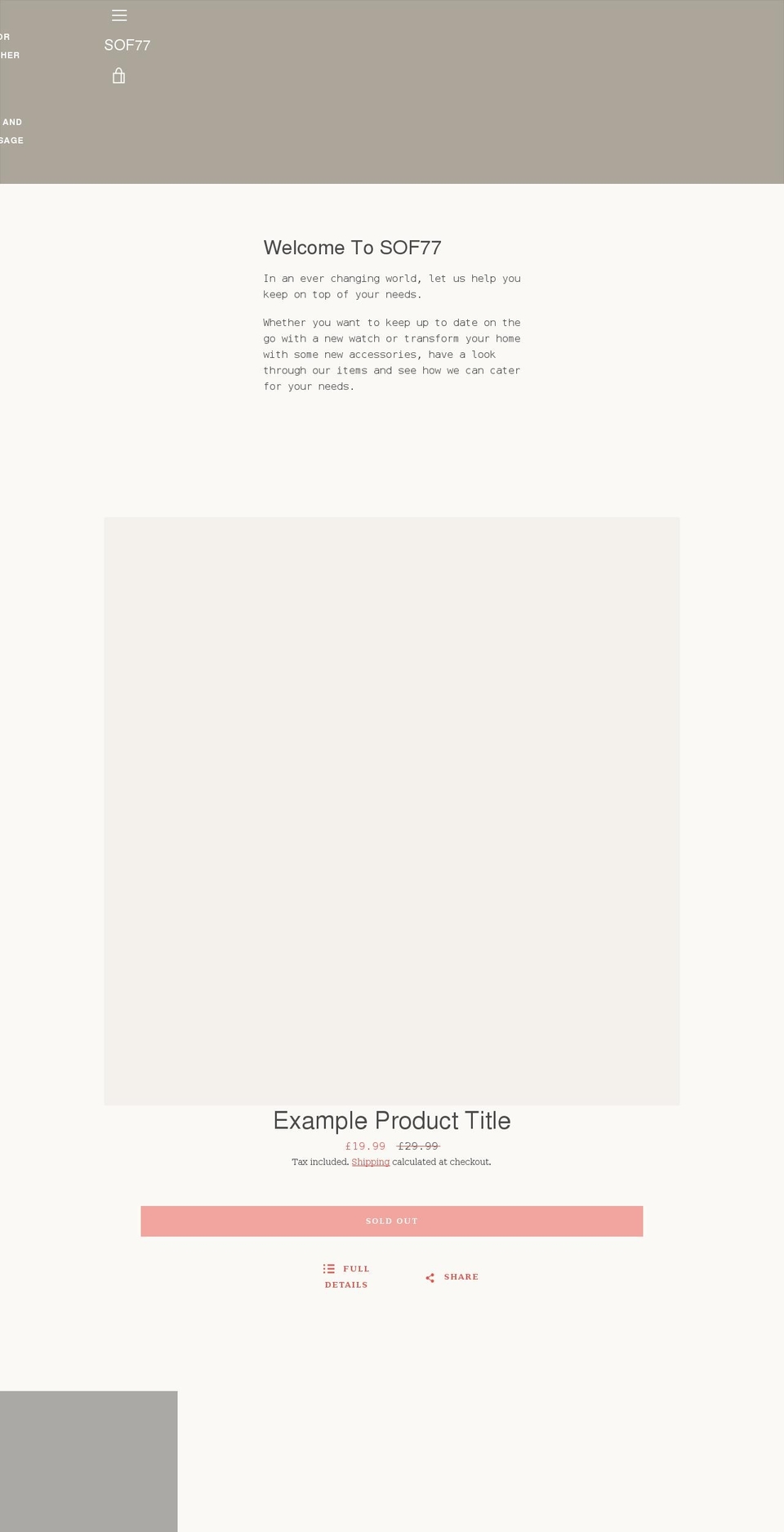 sof77.co.uk shopify website screenshot