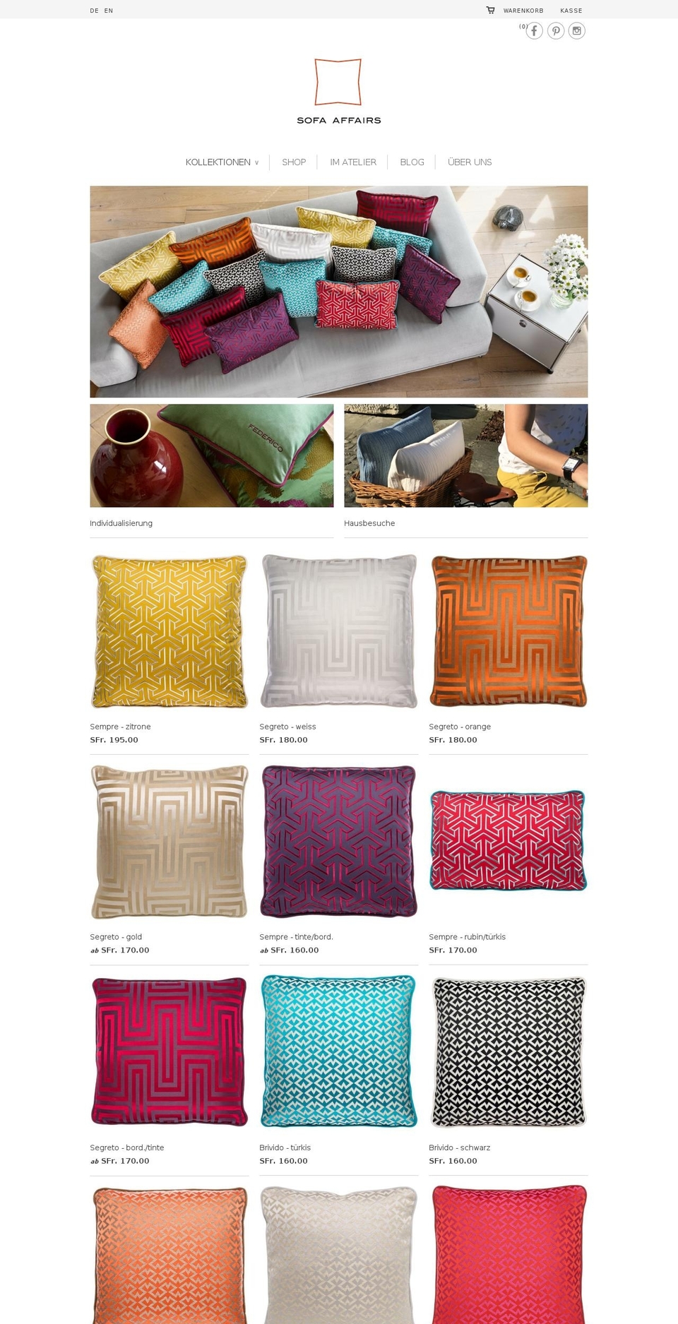 sofa-affairs.com shopify website screenshot