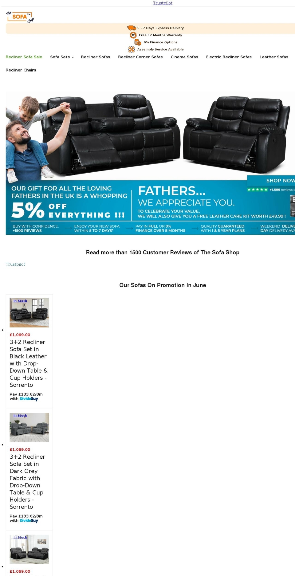 sofa-shop.co.uk shopify website screenshot