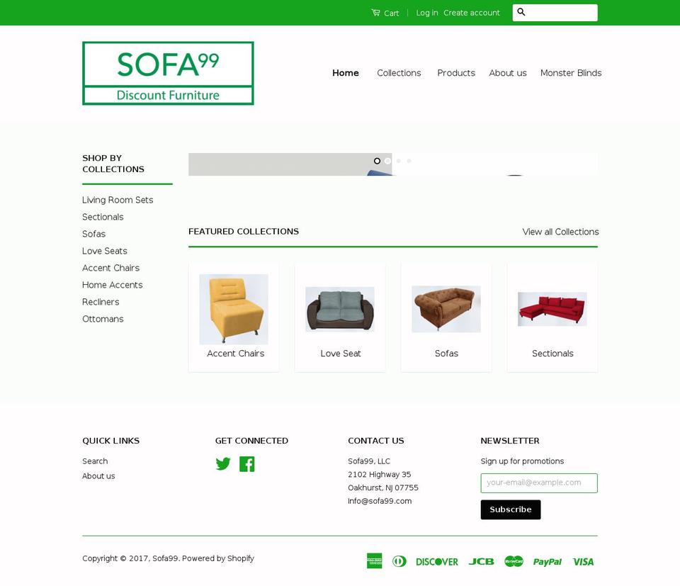 sofa99.com shopify website screenshot
