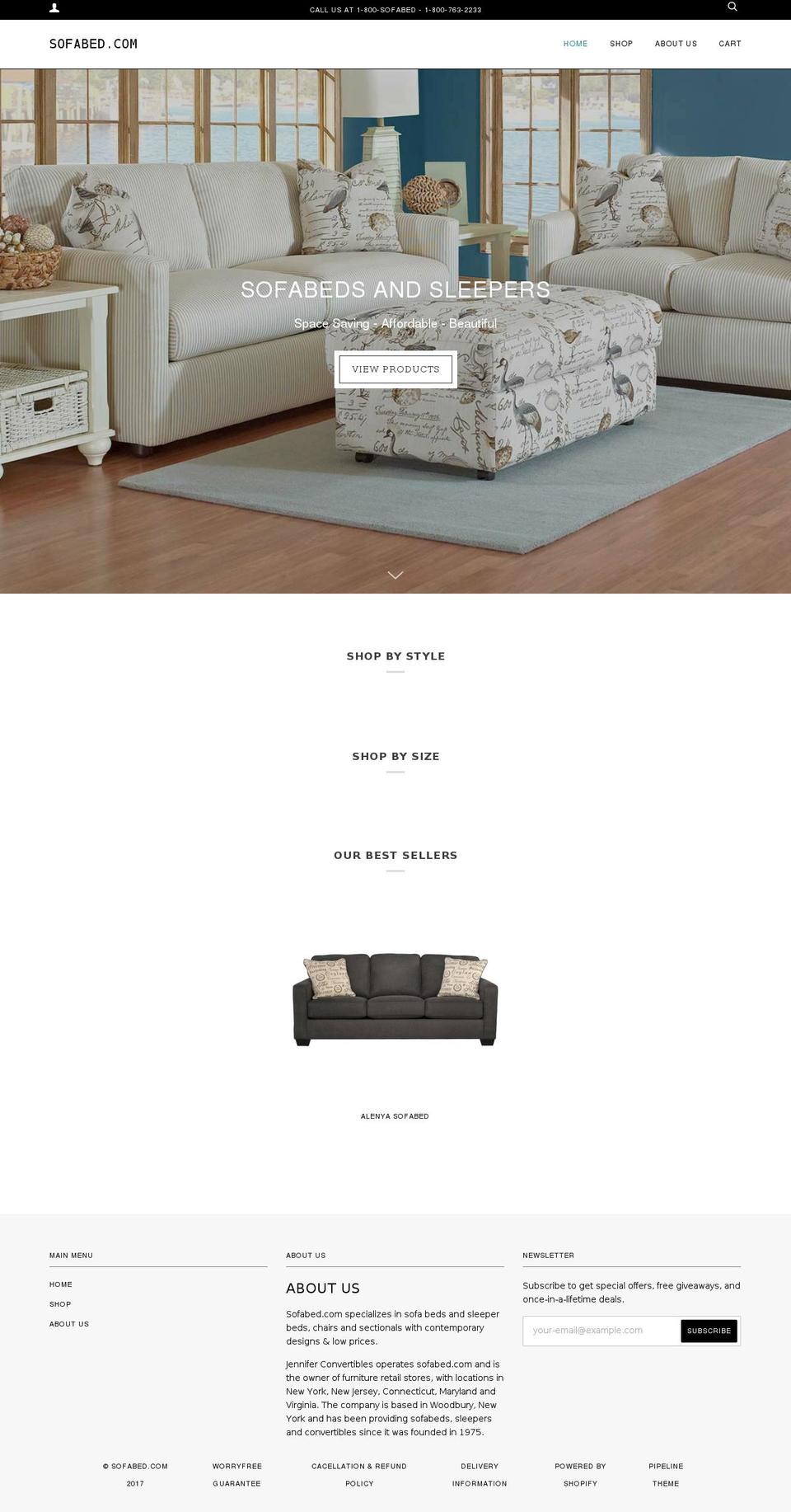 sofabed.com shopify website screenshot