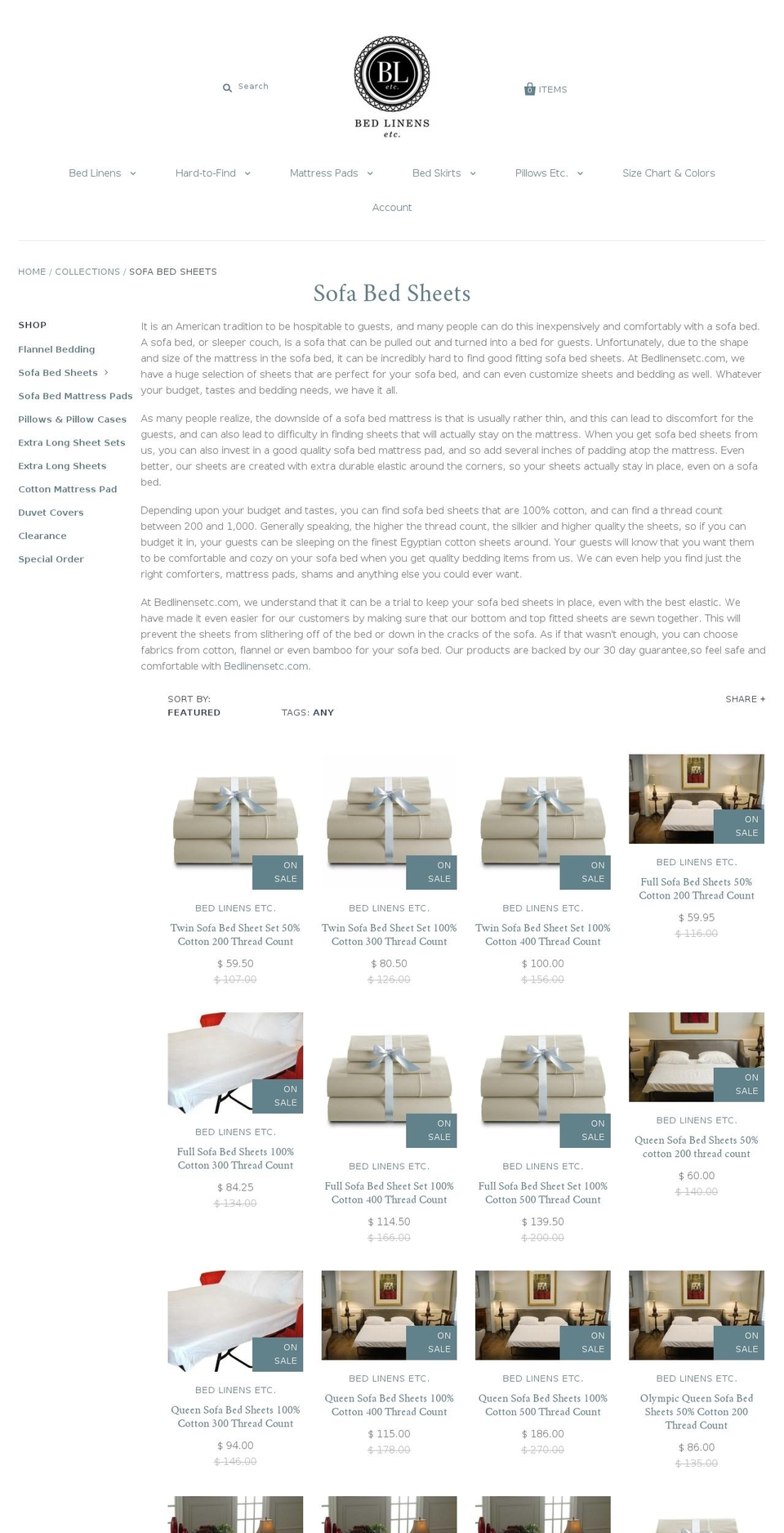 sofabedsheet.com — Shopify storefront screenshot