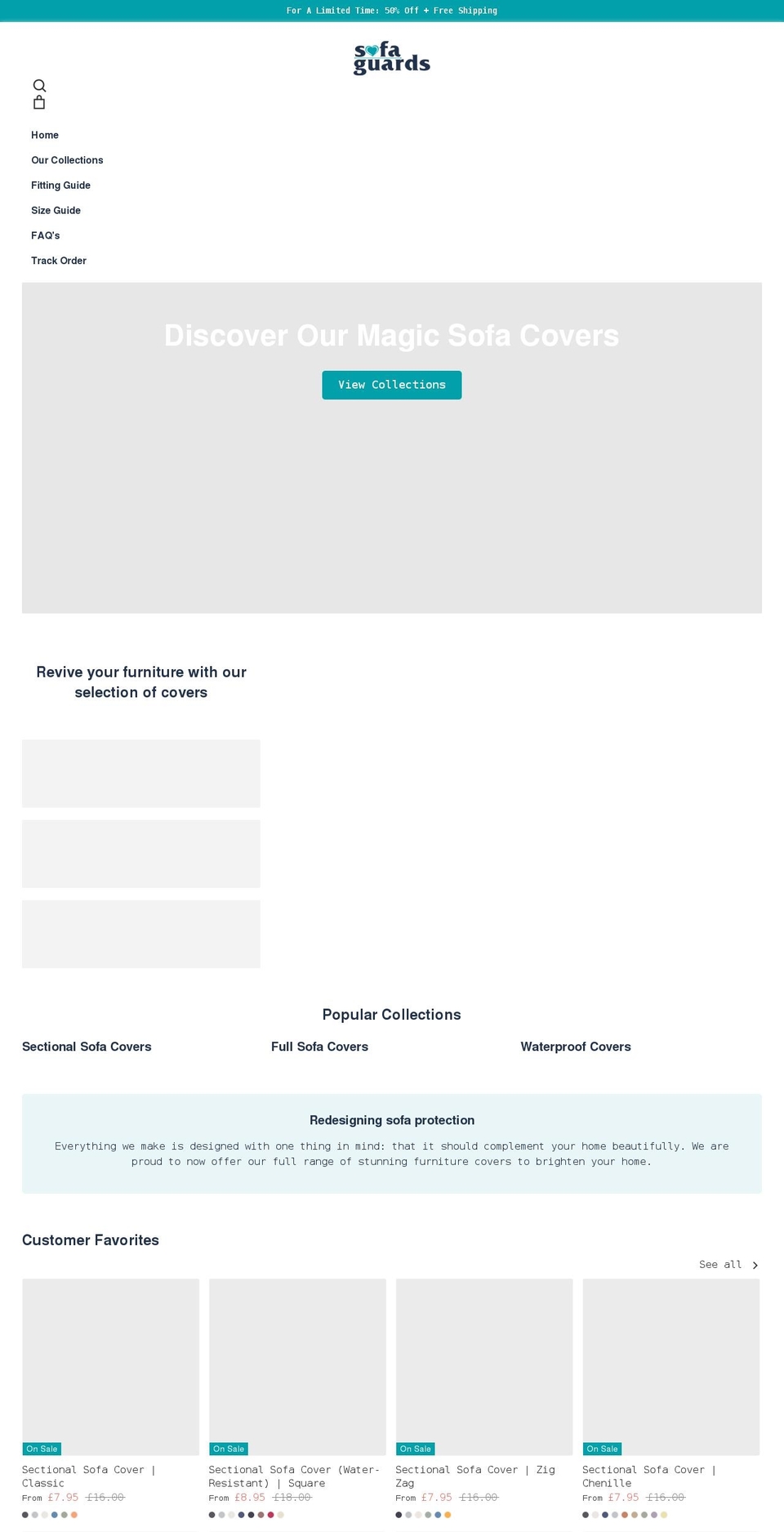 sofaguards.com shopify website screenshot