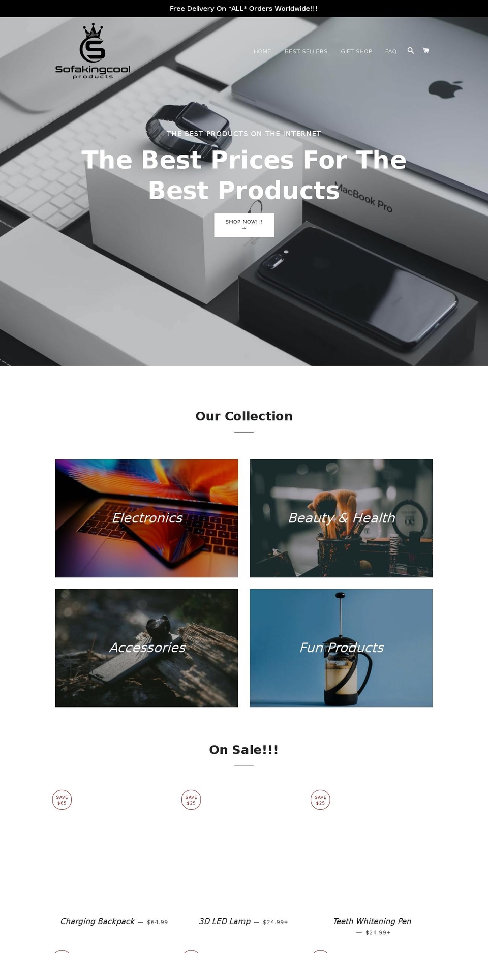 sofakingcoolproducts.com — Shopify storefront screenshot