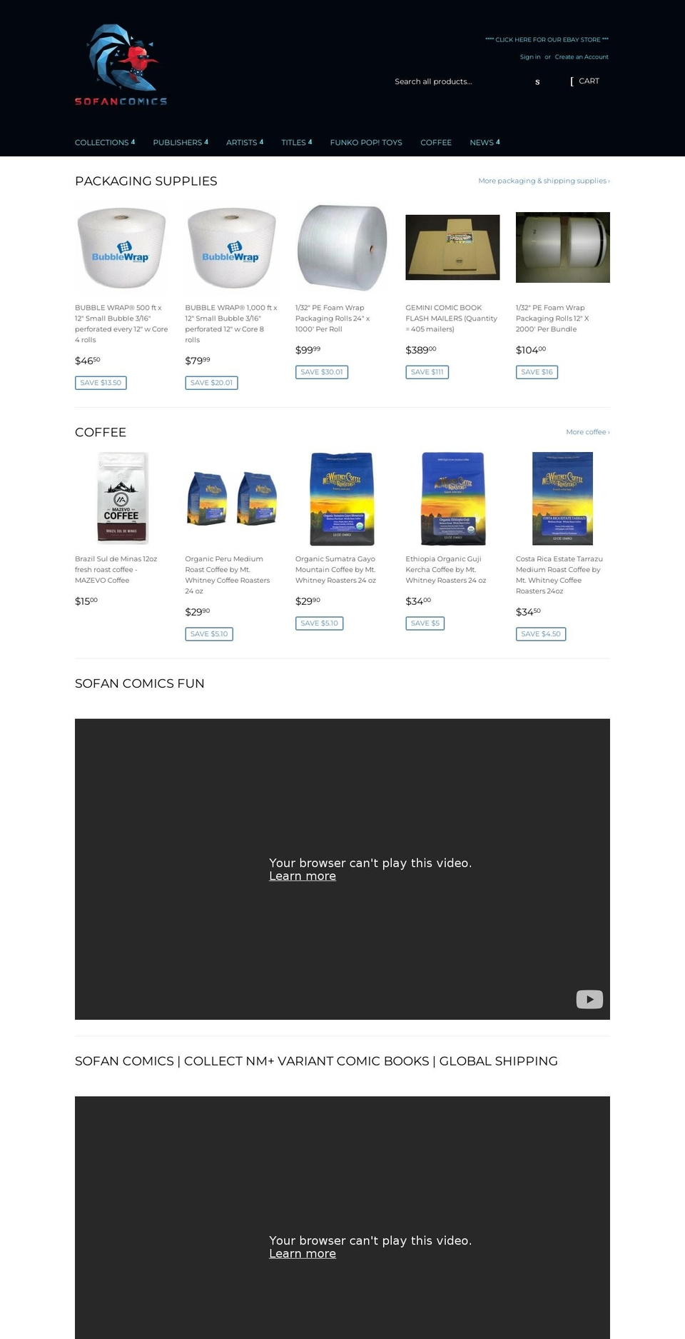 sofancomics.com shopify website screenshot