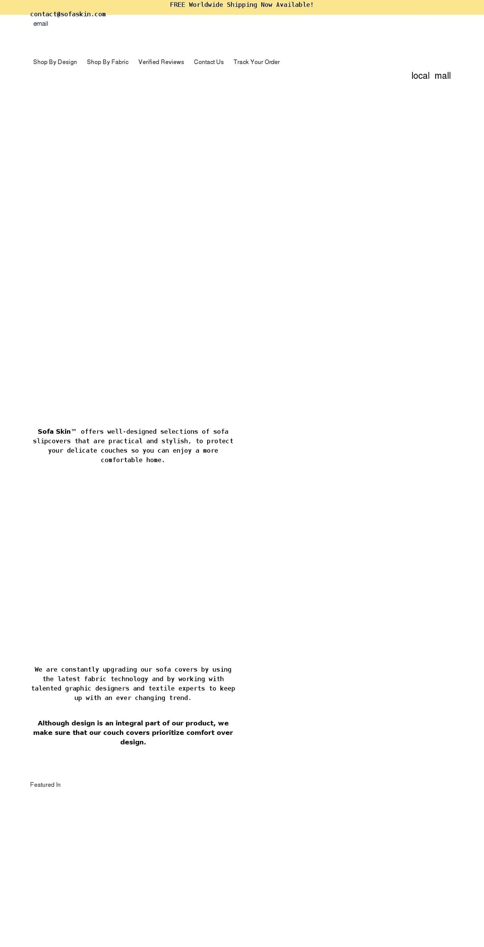 sofaskin.com shopify website screenshot