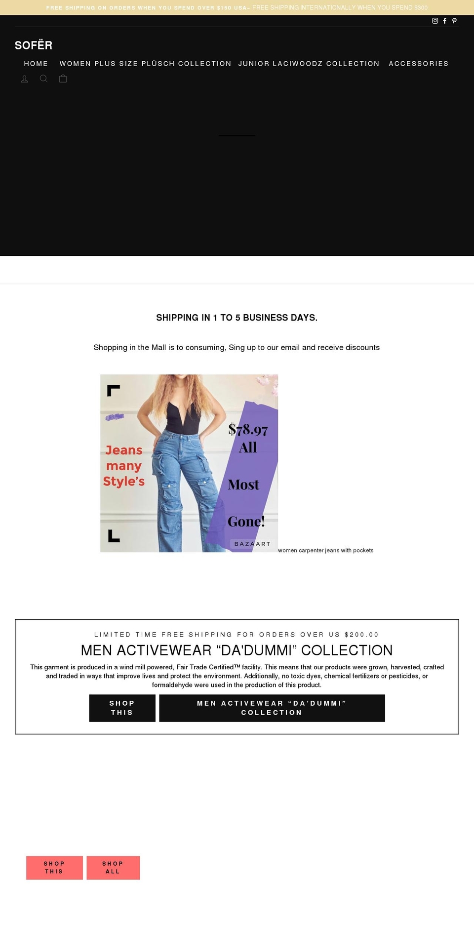 soferbeautyapparels.com shopify website screenshot