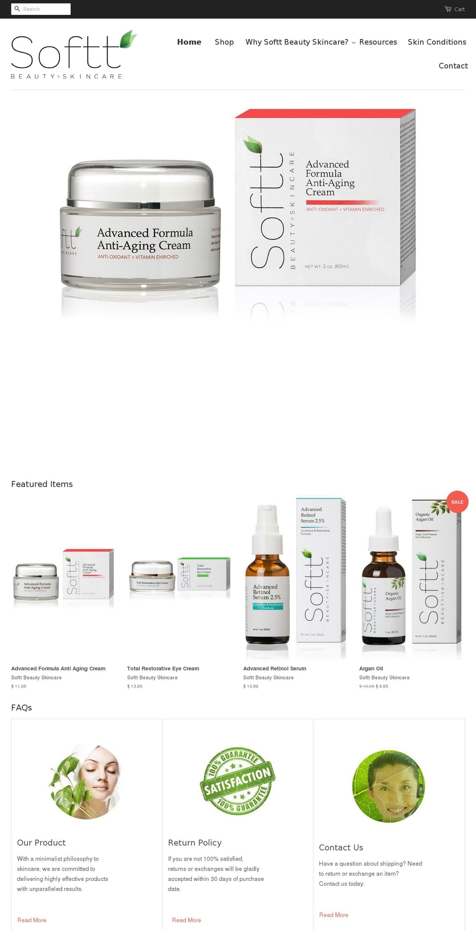 sofftbeautyskincare.com — Shopify storefront screenshot