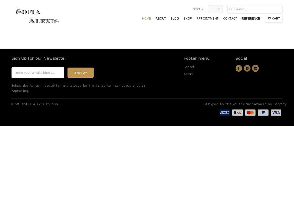 sofia-alexis.com shopify website screenshot