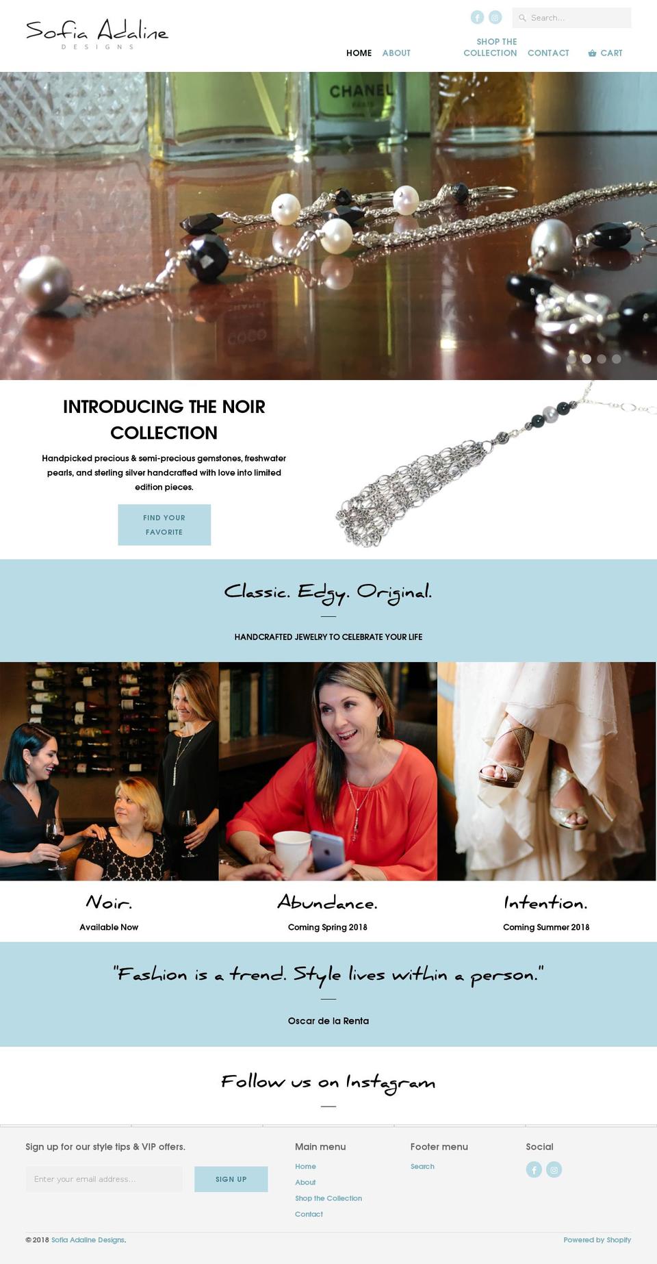 sofiaadalinedesigns.com shopify website screenshot