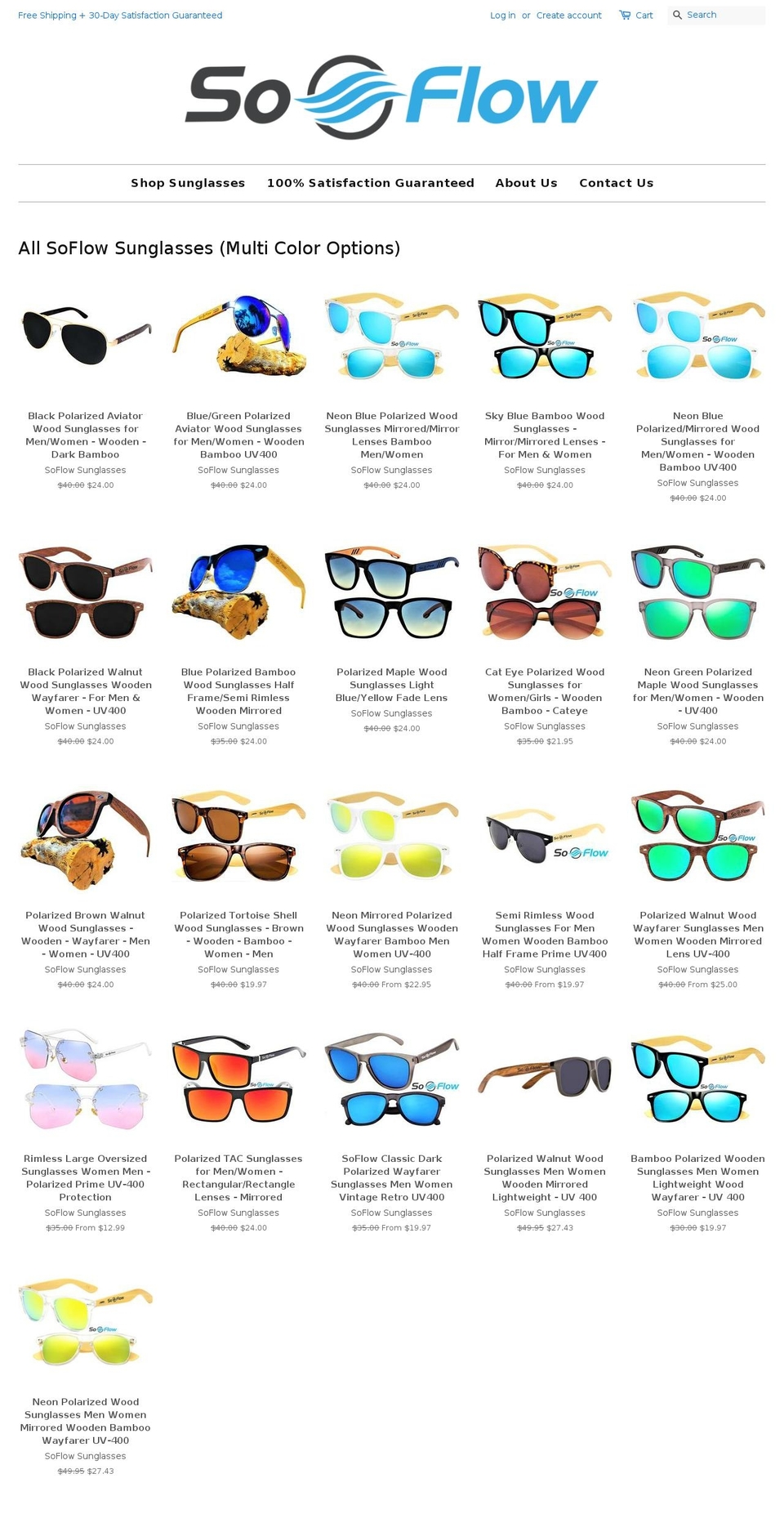 soflowsunglasses.com — Shopify storefront screenshot