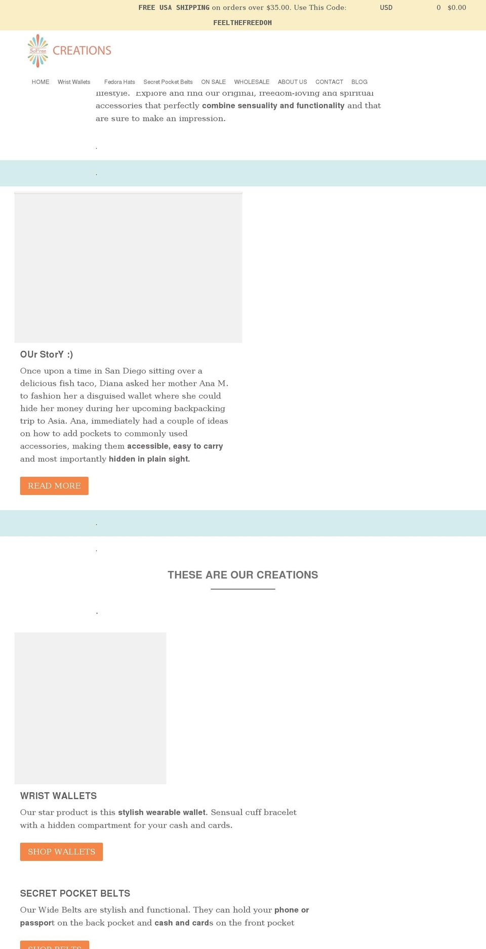 sofreecreations.com shopify website screenshot