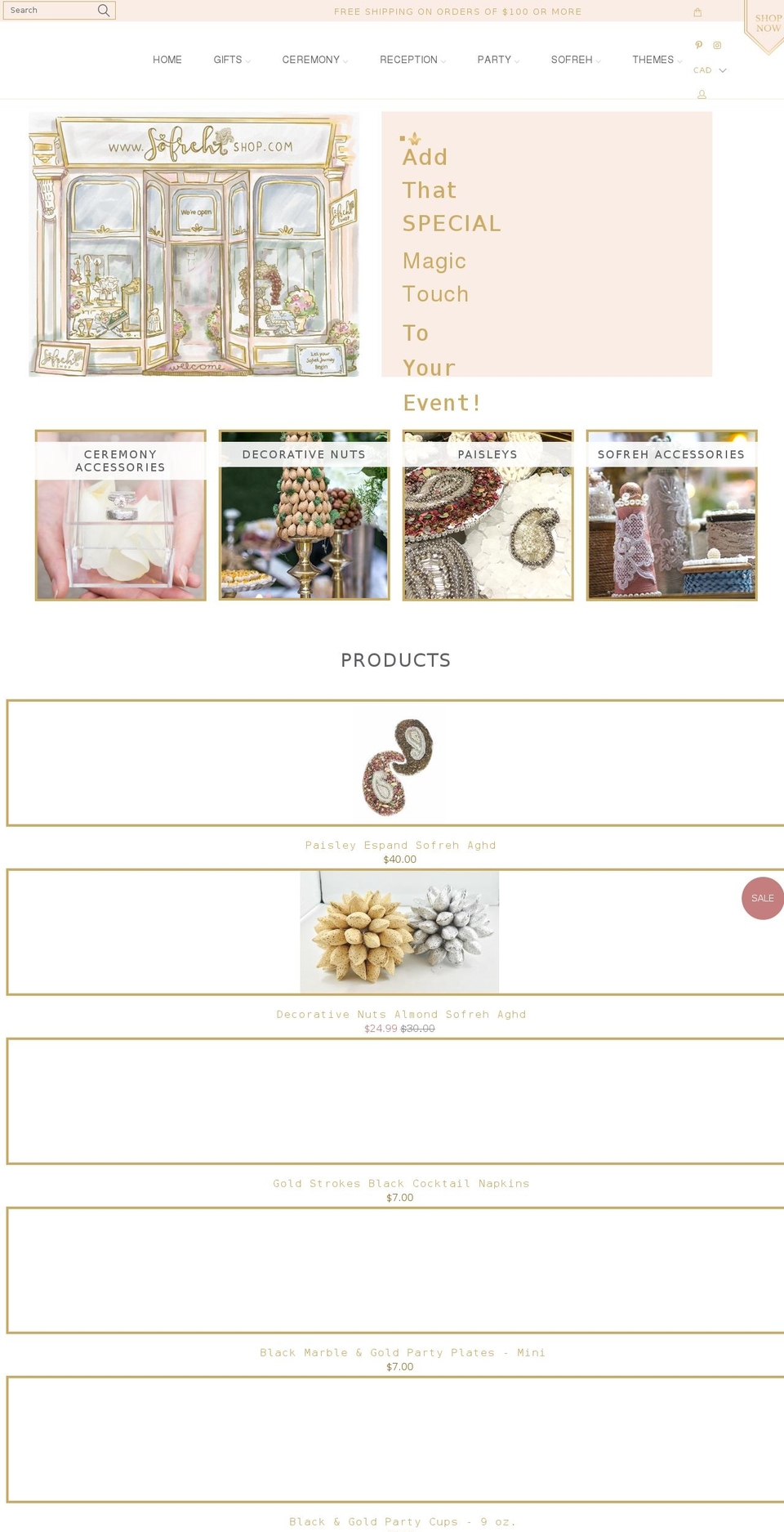 sofrehshop.com — Shopify storefront screenshot