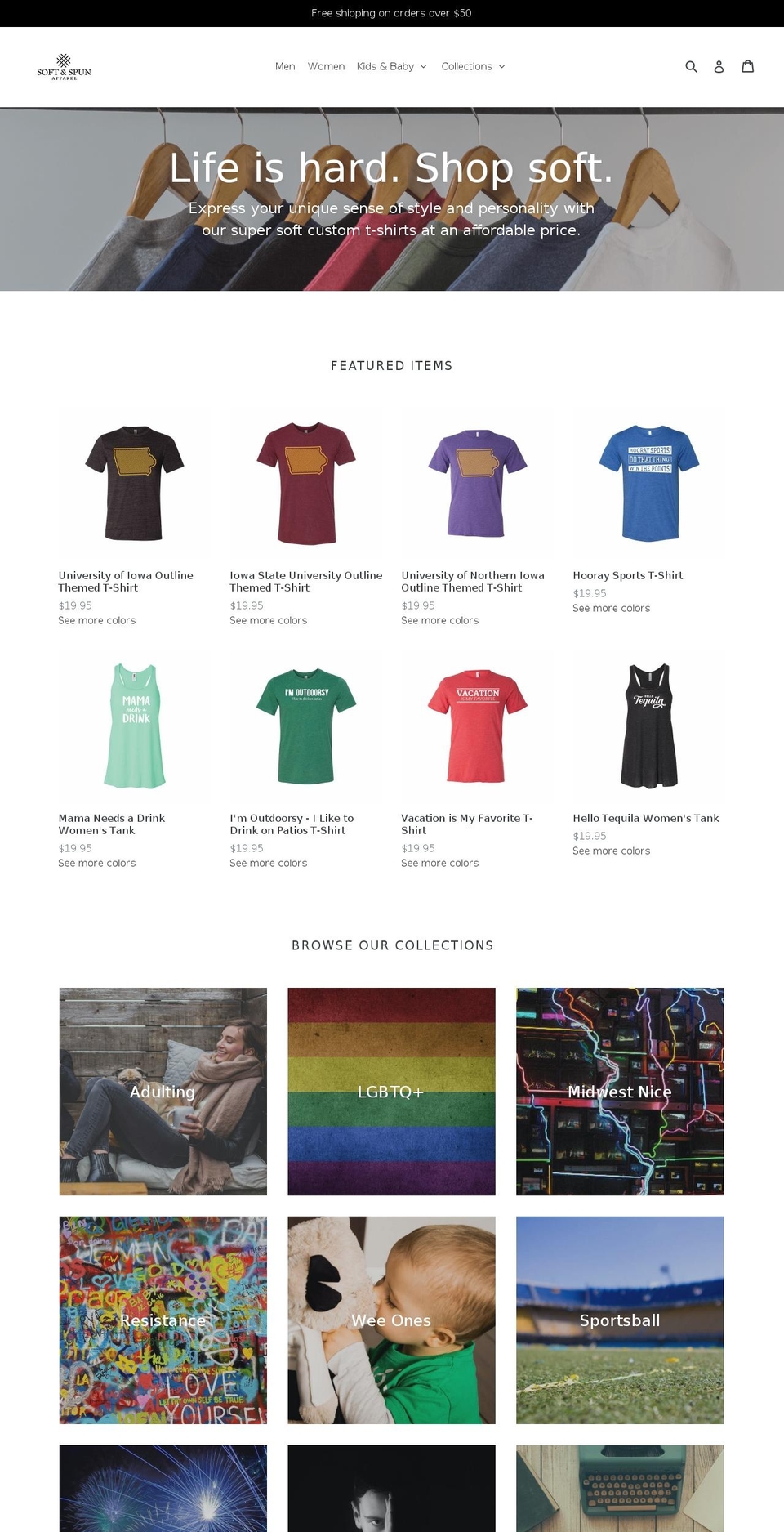 softandspun.com — Shopify storefront screenshot