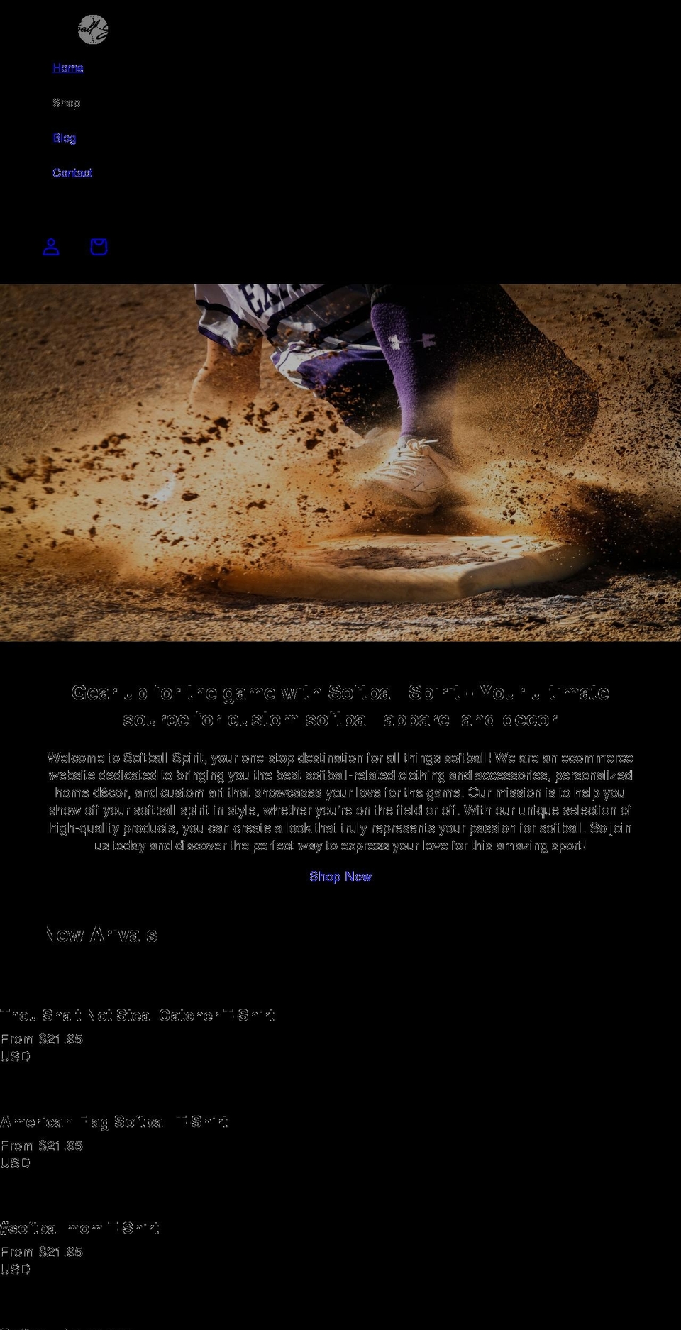softballspirit.com shopify website screenshot