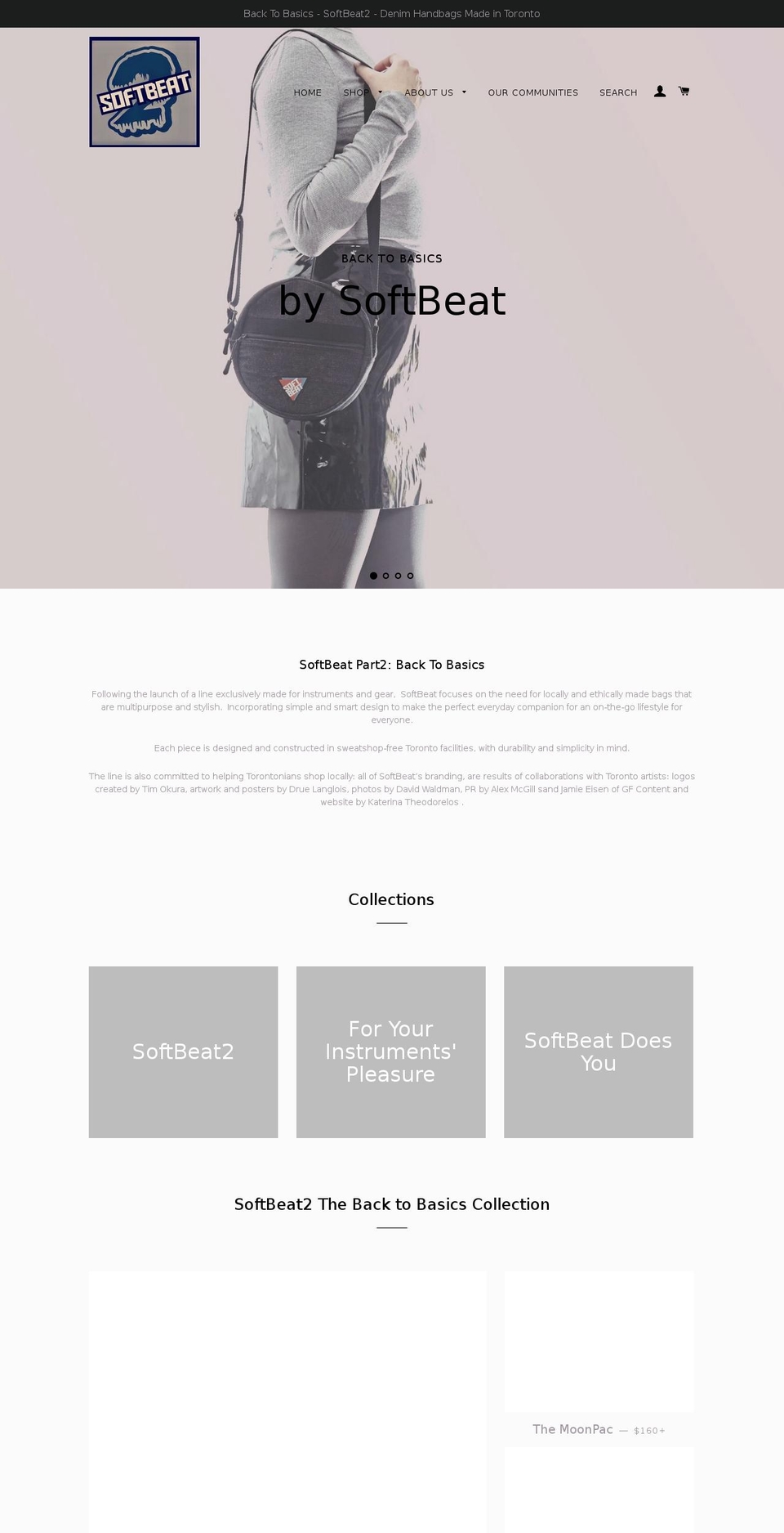softbeatbags.com — Shopify storefront screenshot