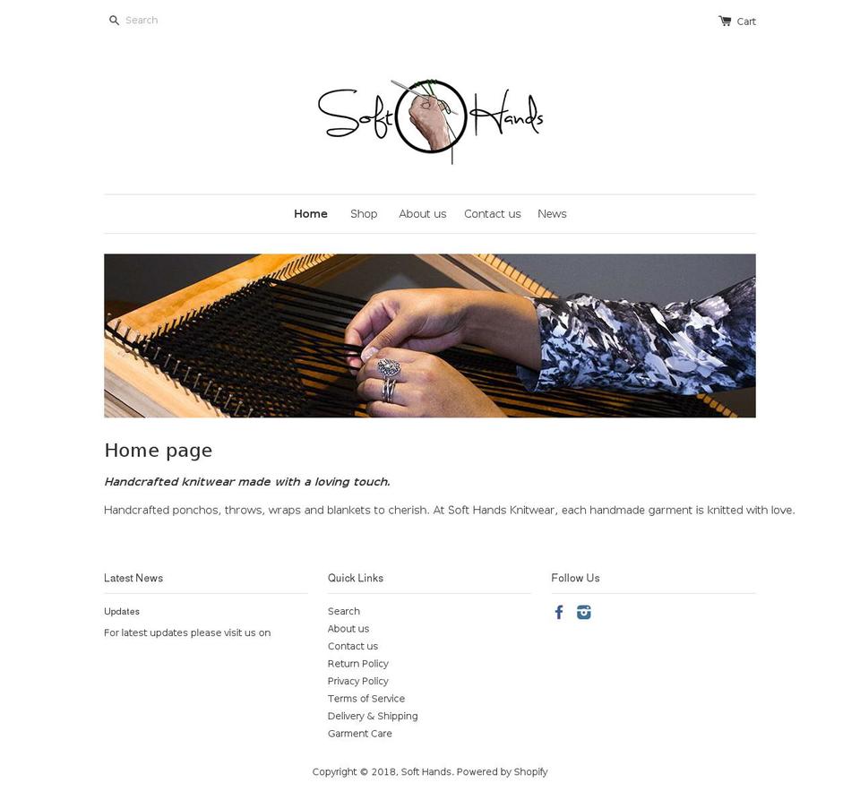 softhandsknitwear.com shopify website screenshot