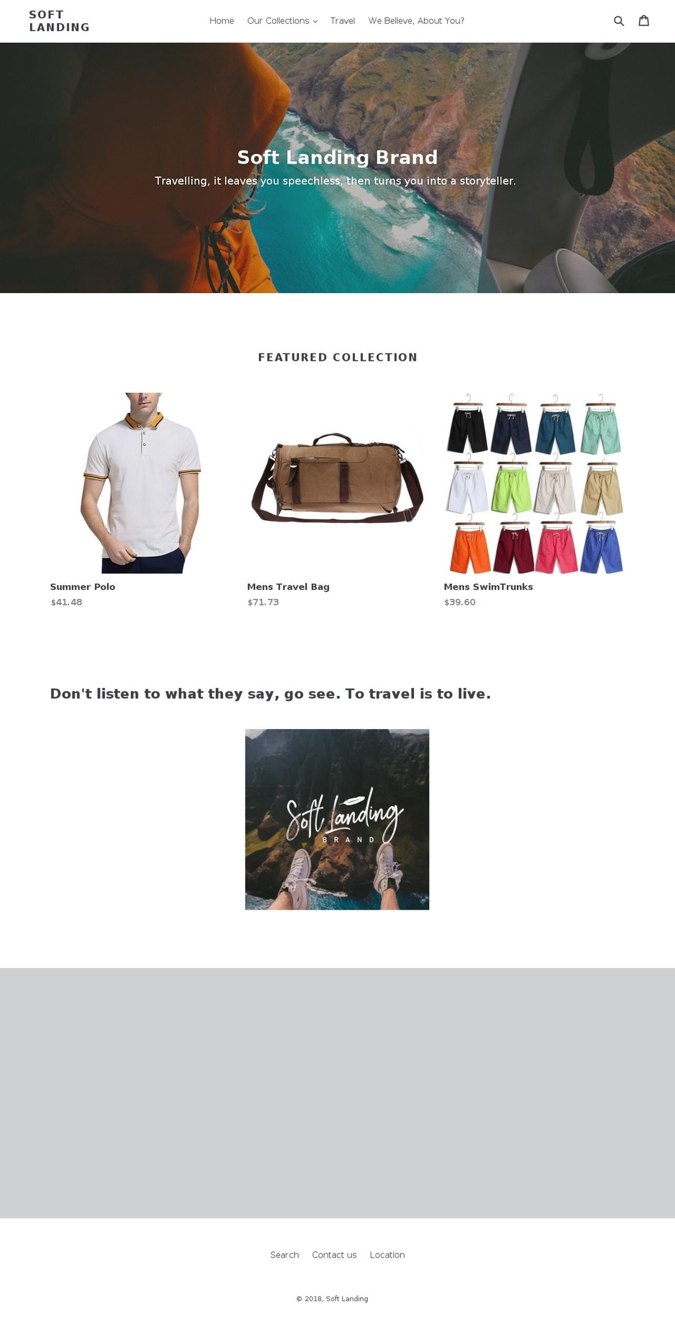 softlandingbrand.com — Shopify storefront screenshot