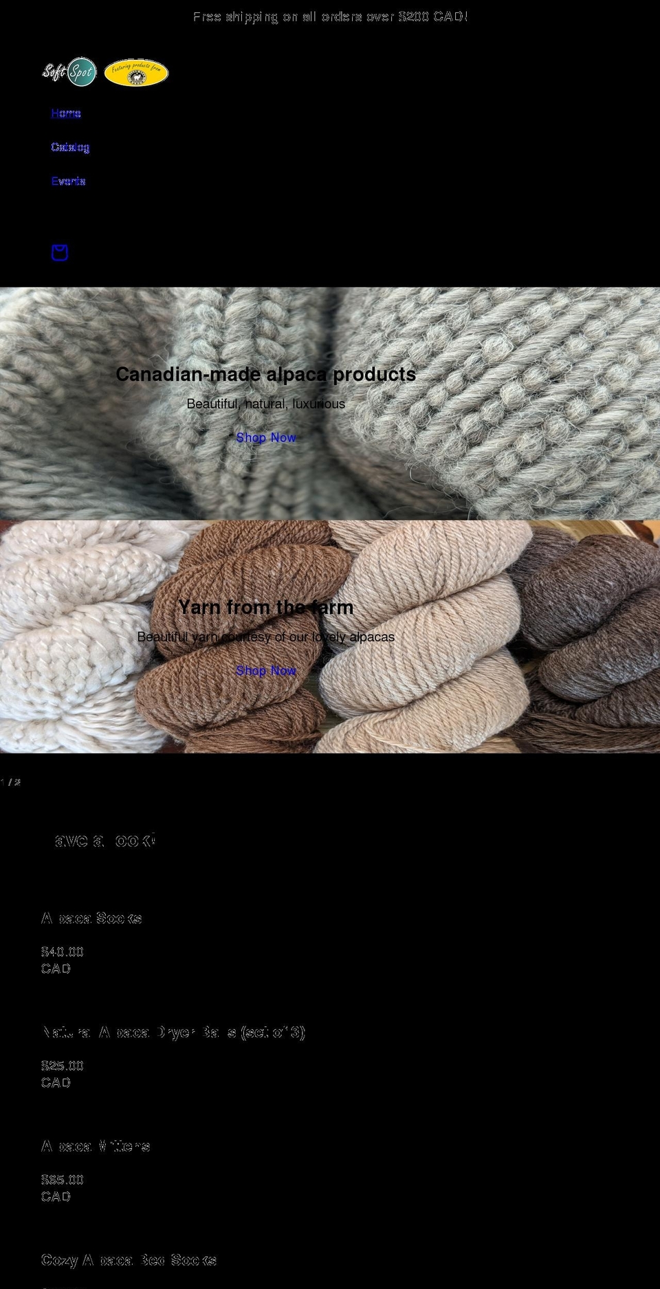 softspotalpacas.com shopify website screenshot