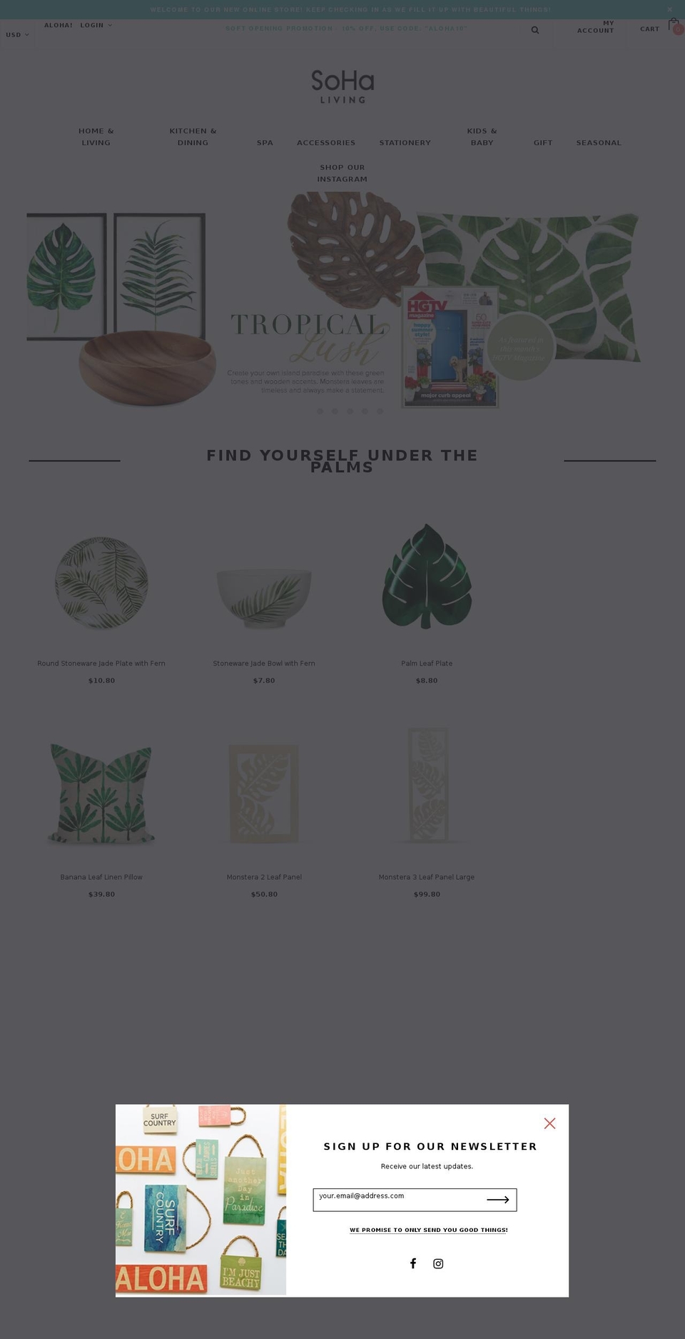 sohaliving.com shopify website screenshot